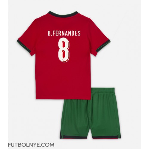 Camiseta Portugal Bruno Fernandes #8 Primera Equipación para niños Eurocopa 2024 manga corta (+ pantalones cortos)